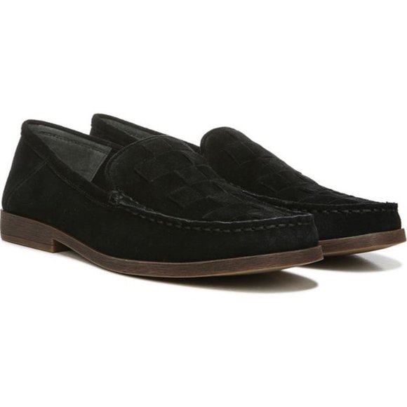 Franco Sarto Marah Loafers Woven Leather Suede Slip On Flats Black Size 6 NEW - Picture 1 of 7
